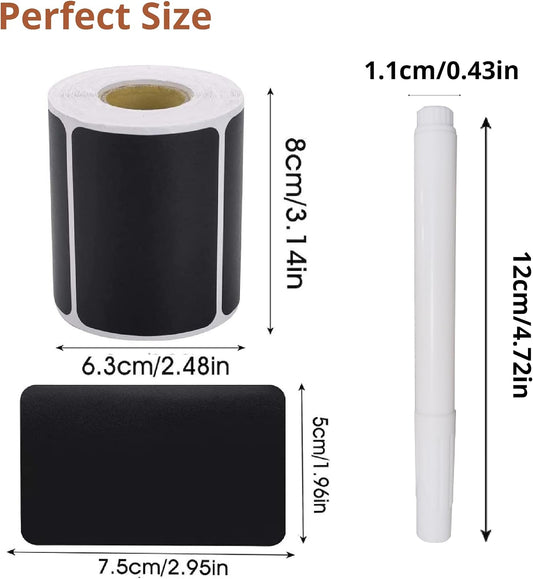 Chalkboard Labels for Food containers, 180 Pcs Label Stickers with 2 White Liquid Chalk Markers, Waterproof Reusable Bottle Labels for Jars, Storage Bins