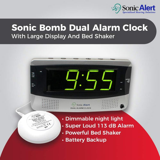 Sonic Alert SBD375SSEU/USA Sonic Boom Dual Alarm Vibrating Alarm Clock
