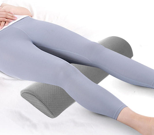 2026 New Knee Pillow for Back Sleeping, Ergonomic Half Moon Bolster Pillow with Soft Filling, Under Leg Support for Sleeping on Back Foot Elevation (Gray)