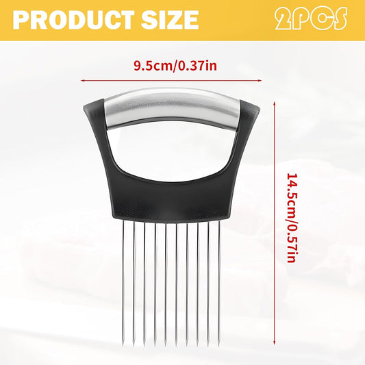 2 Pcs Onion Slicer,Onion Holder For Slicing,Chopper,Tomato Slicer,Cutter Slicer,Stainless Steel Tomato Vegetable Cutter For Potato, Avocados, Eggs, Food Assistant.
