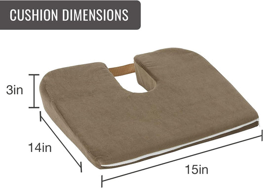 DMI Gradual Slope Seat Cushion for Coccyx, Sciatica and Tailbone Pain Used With Dining Room Chairs, Desk Chairs, Thin Car or Wheelchair Cushions, Machine Washable-Cover, 15 Inch, Navy