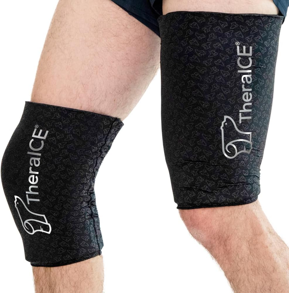 TheraICE Knee Ice Pack Wrap, Reusable Cold Compression Sleeve for Injuries | Flexible Gel Ice Pack, Cooling Knee Sleeve for Elbow, Ankle & Calf, Post-Surgery Recovery, ACL MCL Relief