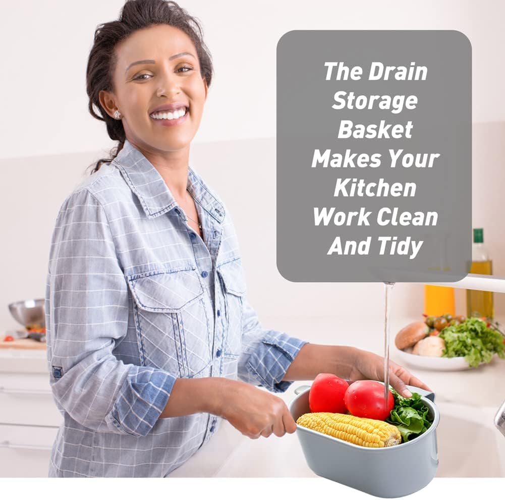 Sink Drain Strainer Basket, Abnaok Multifunction Sink Strainer Kitchen Food Catcher for Filter Kitchen Waste and Wash Vegetables Fruits (Grey)