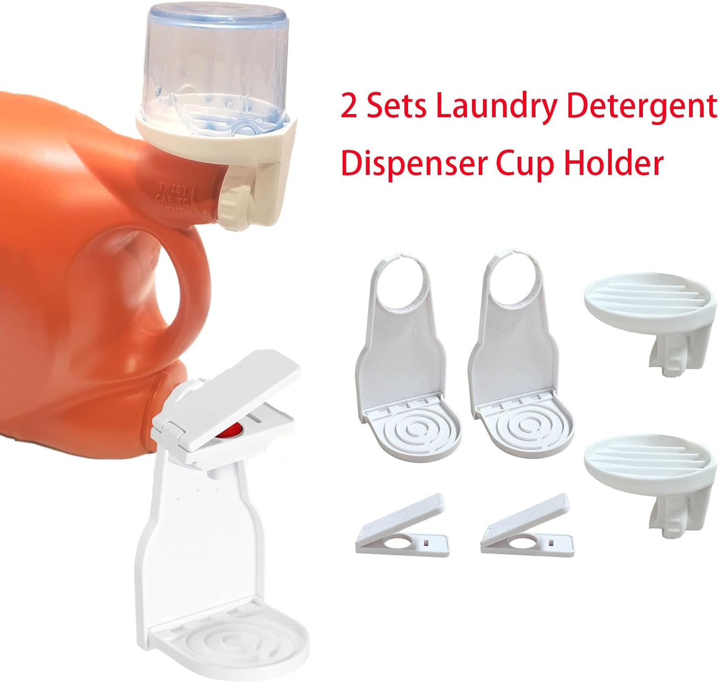2 Sets Laundry Detergent Dispenser Cup Holder, Laundry Detergent Cup Holder with Drain, Holder Compatible with Tide, Arm Hammer, Xtra, All, Purex, Persil