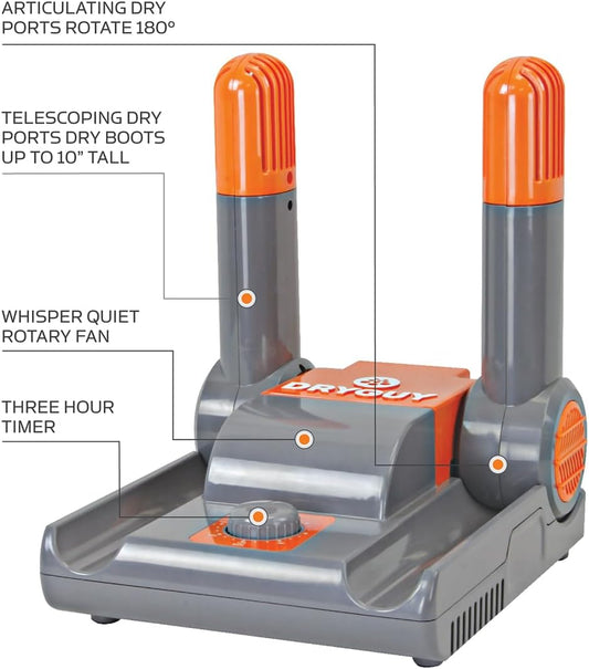DryGuy Shoe, Boot, Garment & Gear Electric Dryer, Quick Drying for Ski, Work, Sports Equipment – Energy Efficient, Odor Eliminating Design, Home or Garage Use,4 Port, Heat + Fan (Dry time: 1-3hrs)