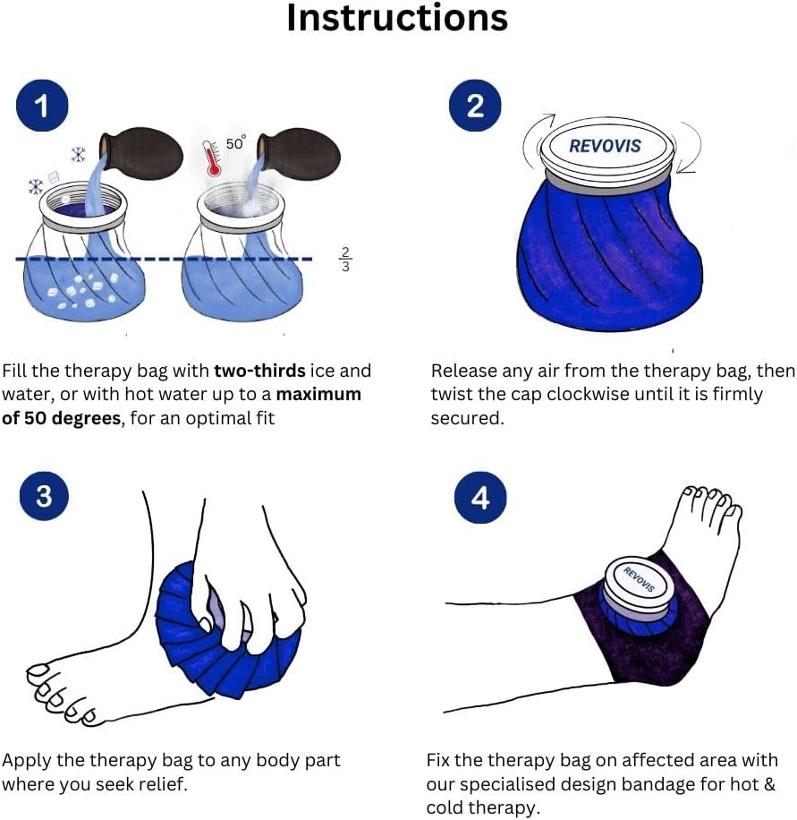 Ice Cold Pack Reusable Ice Bags Hot Water Bag for Injuries, Hot & Cold Therapy and Pain Relief with Elastic Breathable Support Wrap, 4-Pack, 3 Sizes (6"/9"/11") For Hot Therapy is 60℃ (4 IN 1)