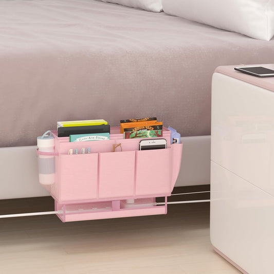 Bedside Caddy Organizer, Bed Caddy with 11 Pockets, White | Bed Organizer with Power Strip Holder, Versatile Bedside Storage Caddy for Home,Dorm,Bunk,Hospital,Crib Bed