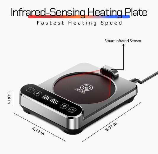 Smart Mug Warmer with Infrared Sensor, Coffee Mug Warmer for Desk | 6 Temp Settings & 12H Timer Coffee Cup Warmer with Auto On/Off, Electric Beverage Warmer for Office & Home, Coffee Lover Gift