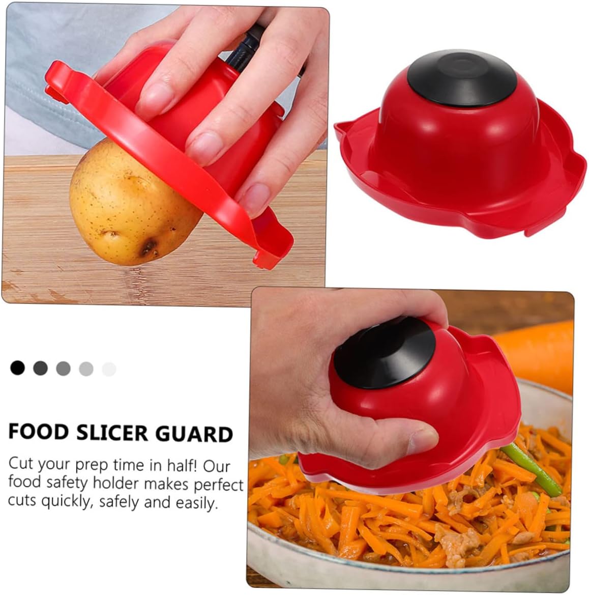 Happyyami 2pcs Food Safety Holders Ergonomic Kitchen Food Slicer Guards for Safe Vegetable Cutting Non-slip to Clean Material