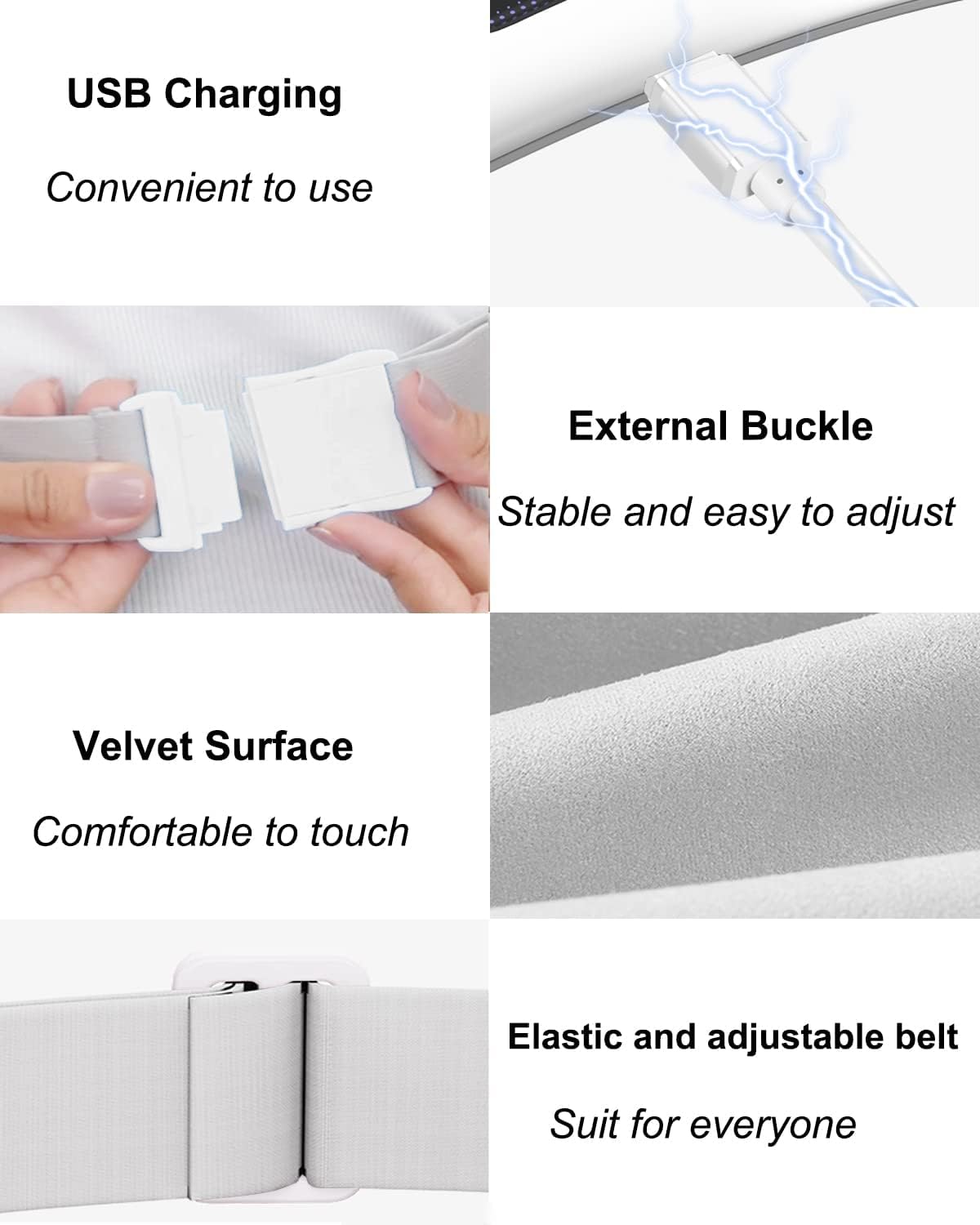 Portable Cordless Menstrual Heating Pad with 4 Heat Levels and 4 Massage Modes,Electric, Fast Large Heating Belly Wrap Belt (Black)
