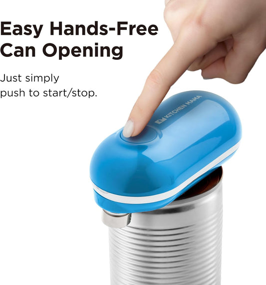 Kitchen Mama Mini Electric Can Opener Smooth Edge, White | Opens Can with One Press, Ultra-Compact Portable, Hands-Free Cordless, Safe for Seniors with Arthritis