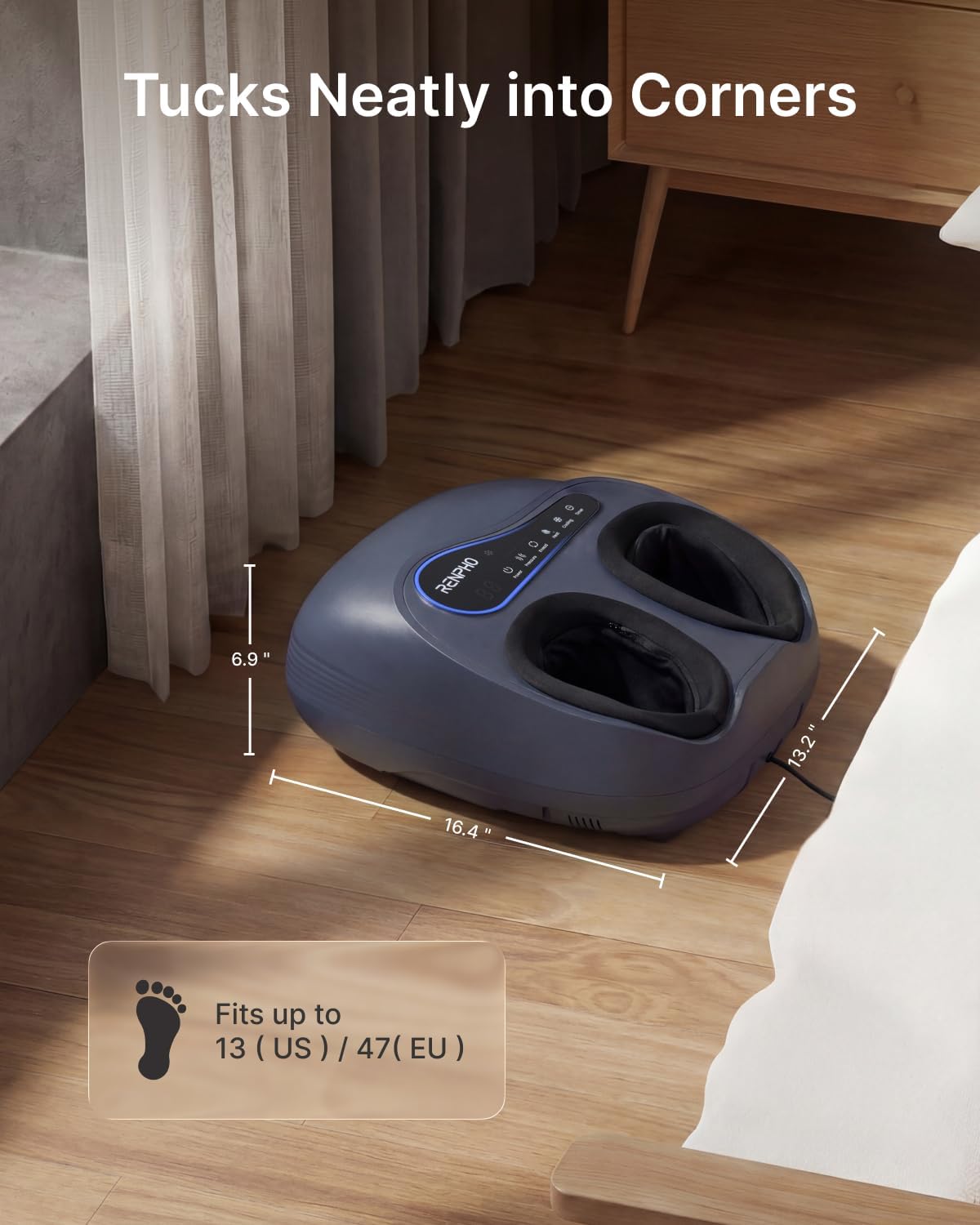 RENPHO Thermacool 2-in-1 FSA Foot Massager with Heat & Cold, HSA Eligible | Cooling Therapy, Premium Foot Massager with 5 Compression & 3 Kneading, Countdown Timer Panel, Remote, Fits up to Size 13