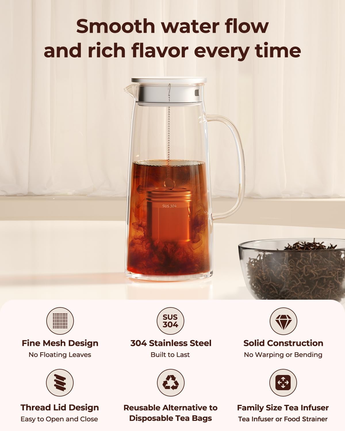 2 Pack Reinmoson 304 Stainless Steel Tea Infuser for Loose Leaf Tea