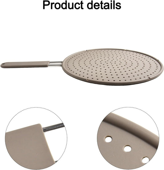 Silicone Splatter Guard for Frying Pan 28cm/11in, Heat Resistant Mesh Screen with Handle Cover, Non-Stick Grease Shield for Cooking Oil for SPLASH Prevention, Dishwasher Safe Kitchen Tool for Stove