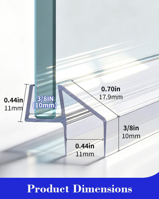 Yecaye 3-Pack 3/8" x 36" Shower Door Bottom Seal Strip, Shower Door Sweep | Shower Door Sweep for 3/8'' Glass, 36in Frameless Glass Shower Door Seal Strip Stop Shower Leaks and Create a Water Barrier