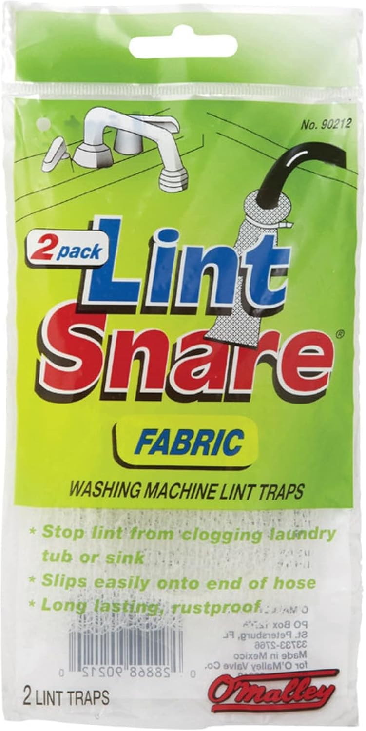 O'Malley Lot of 12 Lint Snare Fabric Washing Machine Traps with Ties Clamps (6 Packs of 2)