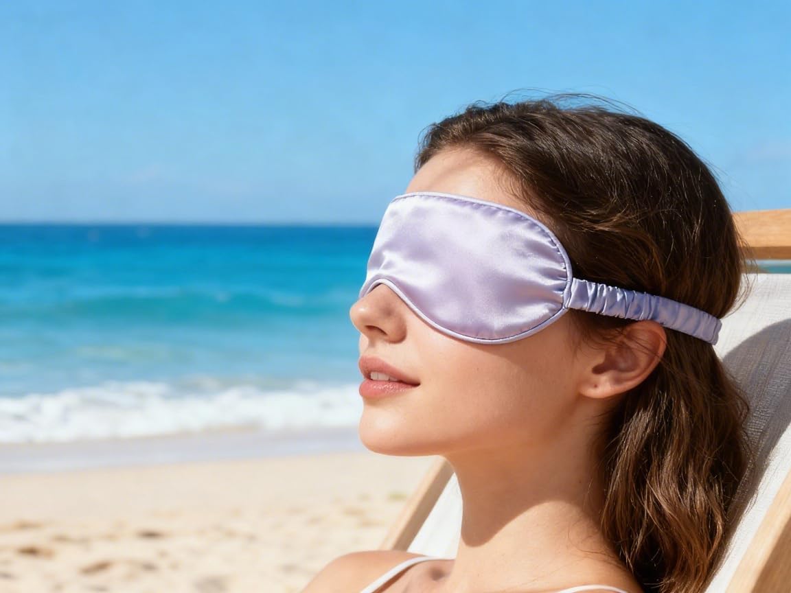 IEKEODI 2 Pack Silk Sleep Masks, Light Blocking Eye Masks, Black & Purple