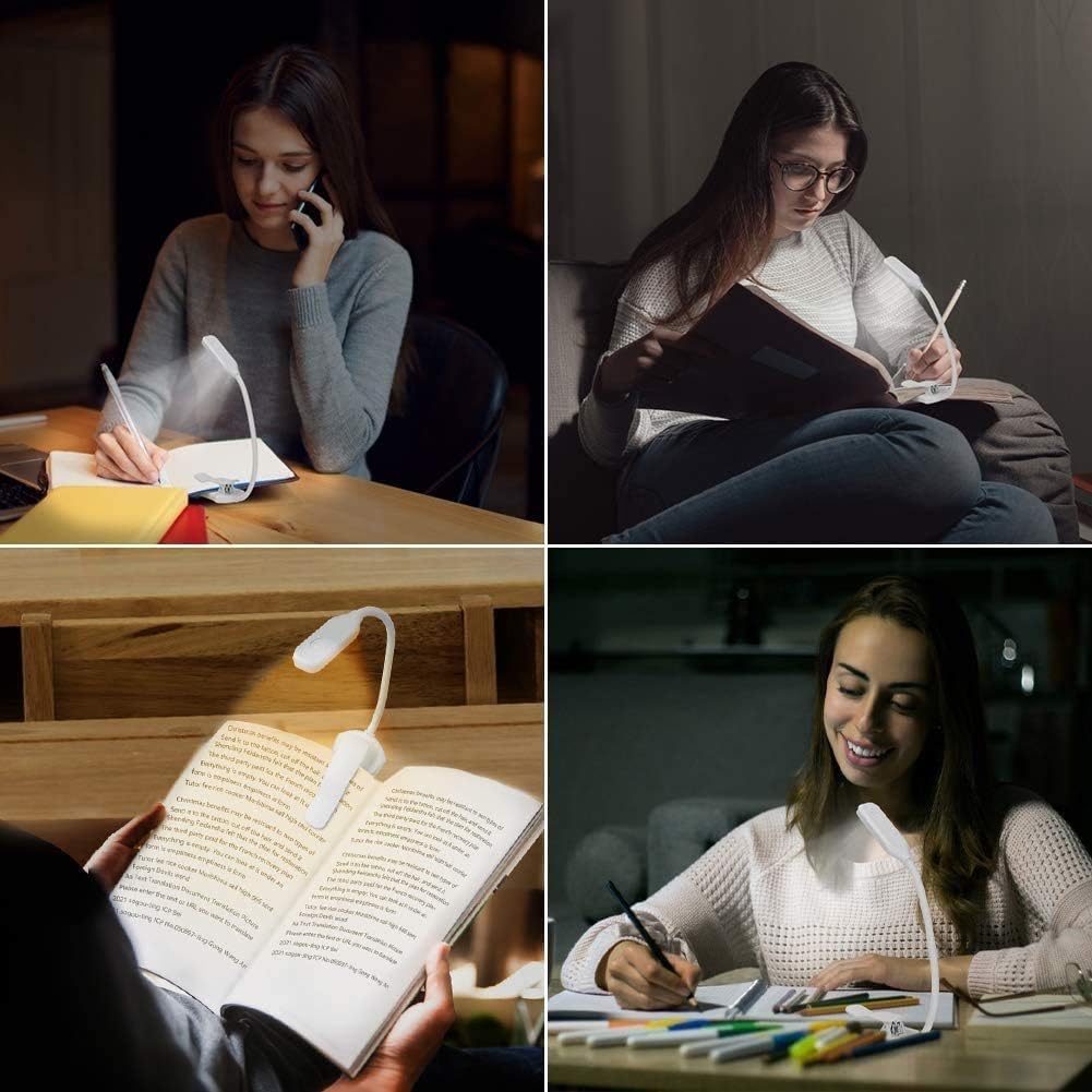 Rechargeable Book Light, Clip On Reading Light with Flexible Neck and Touch Button, Portable LED Reading Lamp for Bed, Night Reading, Travel, Study, Books and Magazines