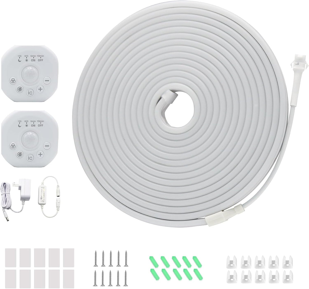 Motion Sensor LED Strip Lights - Chasing Effect Auto ON/Off for Stairs, Bedroom, Under Cabinet - 16.4ft White, Intelligent Motion Sensor Stair Lights