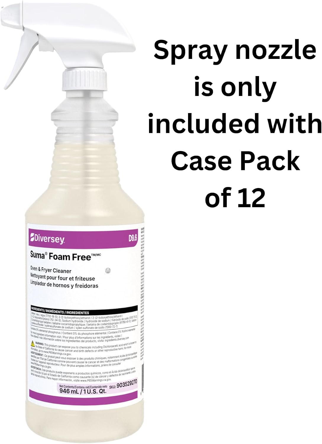 Diversey SUMA Foam Free Oven & Fryer Cleaner Refill, Degreaser, 32 oz
