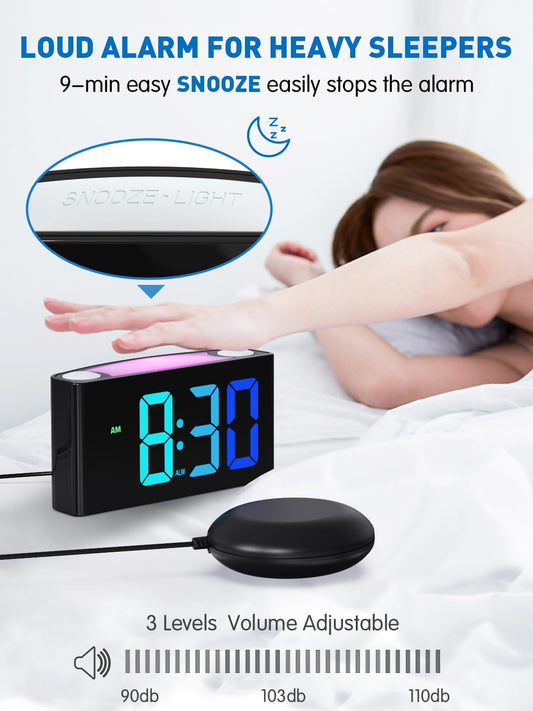 Vibrating Alarm Clock for Heavy Sleepers with Bed Shaker, 3 Wake-Up Modes