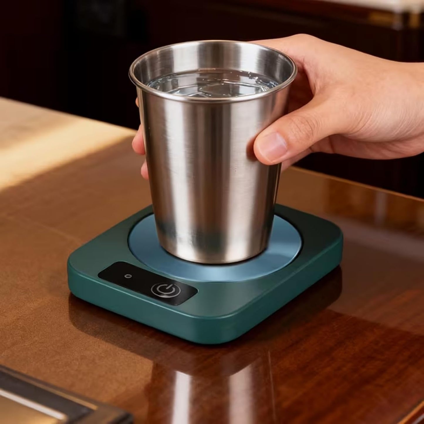 Coffee Mug Warmer for Desk, Smart Cup Warmer with Auto Shut Off, Electric Beverage Plate for Tea, Milk, Water, Constant Temperature 120-140℉, Portable Green Gift for Home Office (Plug-C)