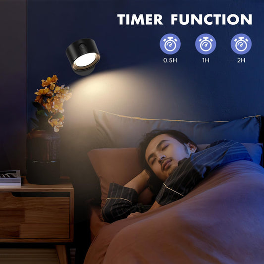 LED Wall Lights with Remote, RGB Rechargeable Wall Mounted Reading Sconces Lamp 3000mAh, 3 Colors & Dimmable Magnetic 360° Rotation Cordless Wall Lighting Spotlights for Bedroom Bedside Hallway