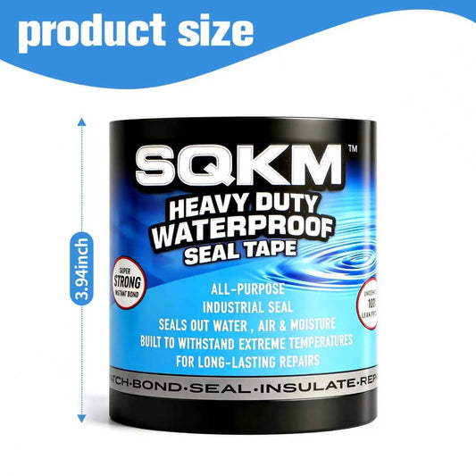 Waterproof Tape, Clear Thick Flexible Rubberized, Strong Adhesive Underwater Seal, Weather Resistant Leak Repair Tape - 3.94 in x 9.8 ft (1 Pack) for Indoor Outdoor Home RV Roof Plumbing Pool