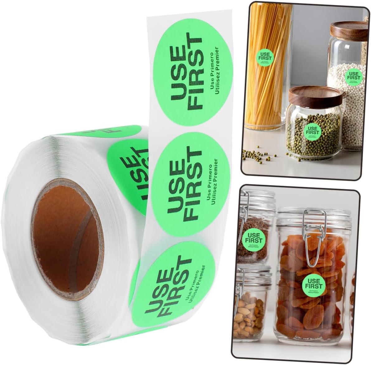 Sosoport 1Roll Use Rotation Stickers of Removable Adhesive Labels for Restaurant Inventory Light Green Dots for