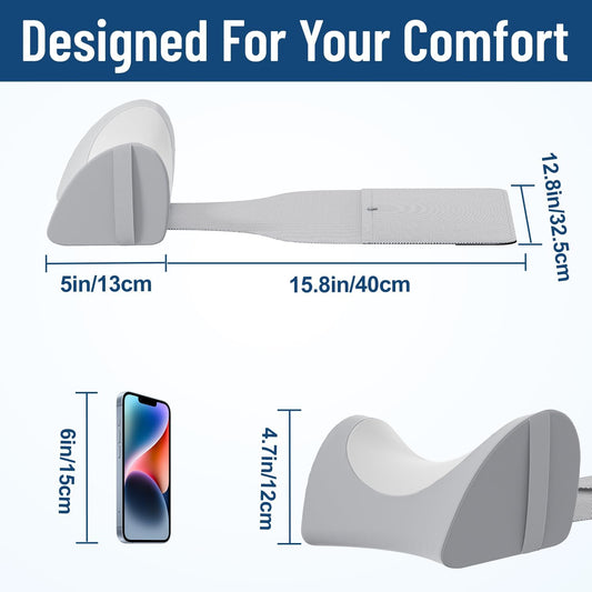 PouHenier.jh Neck Pillow for Recliner Office Gaming Chair Support, Grey | Small Head Rest, for Couch Beach Lounger Headchair Sitting, Non-Slip Soft Memory Foam Ergonomic Headrest, for Pain Relief