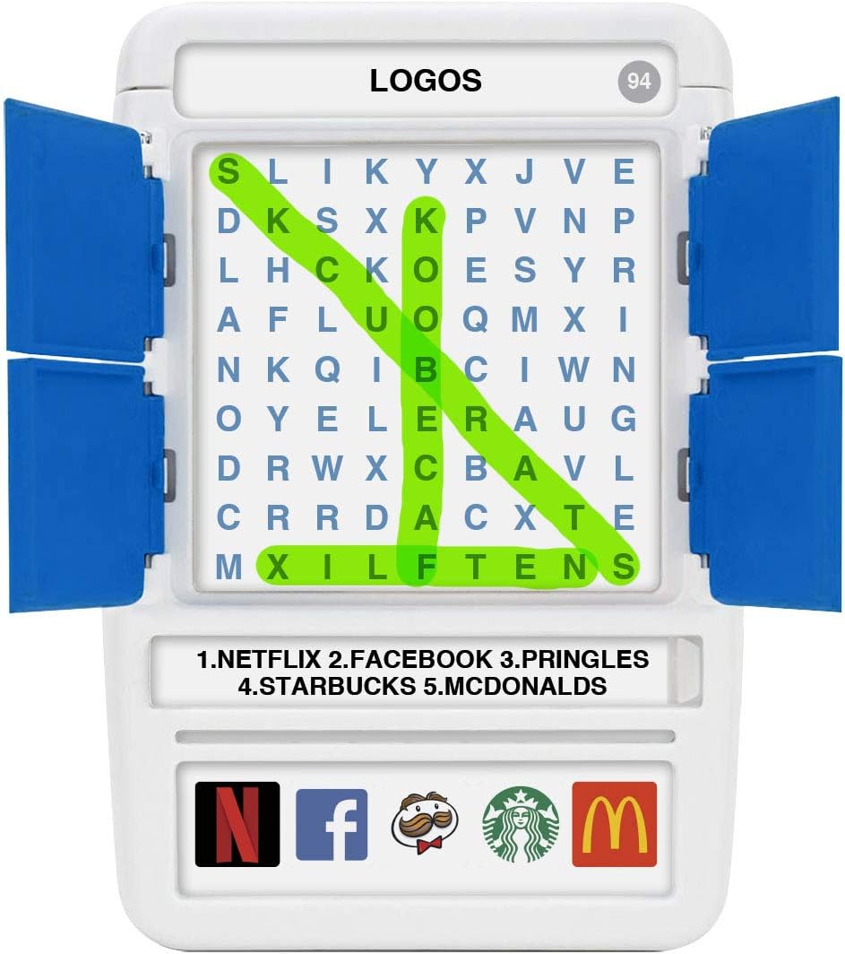 Logos Travel Game - Guess 100 Logos | Flash Cards with Slide Reveal Case | Card Game, Gift, Stocking Stuffer | Hours of Fun for Kids and Adults | Ages 6+