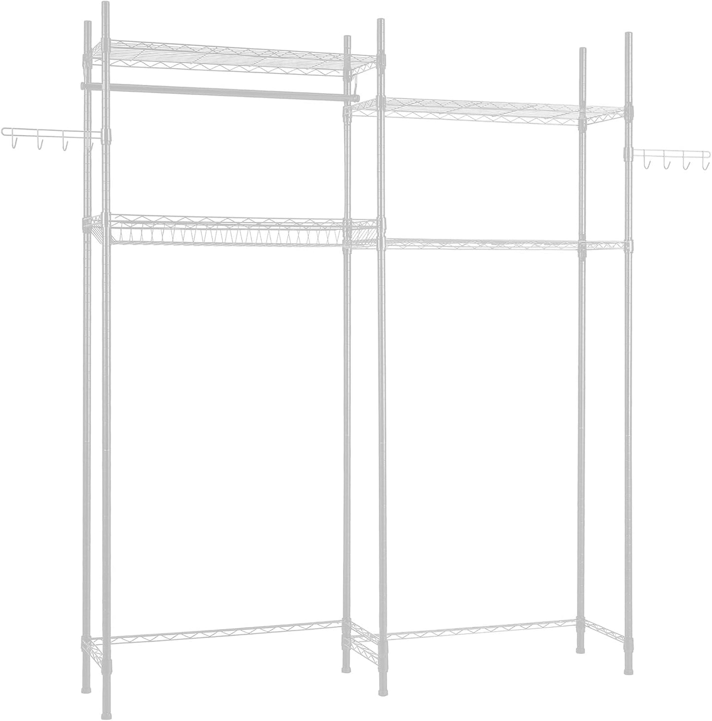 VEVOR Over The Washer and Dryer Storage Shelf, 3 Tier Laundry Room Drying Rack with Hanger Rod and Hooks, Adjustable Over Washer and Dryer Shelves, Laundry Room Shelf Storage Space Saver, White