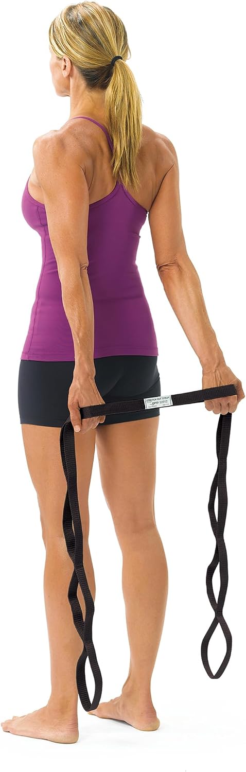 OPTP The Original Stretch Out Strap XL with Exercise Book, Made in the USA | Stretch Out Strap for physical therapy, yoga stretching strap or knee therapy strap, 10 loops, 7'5" long durable woven strap