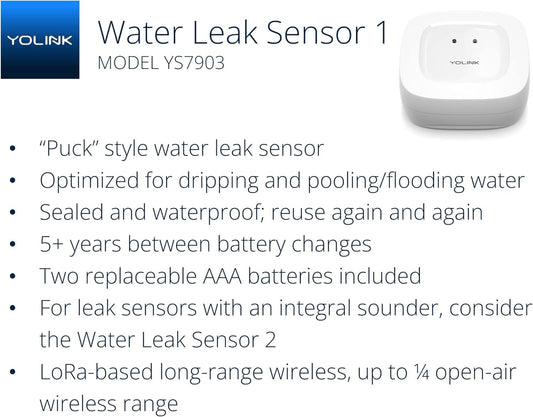 YoLink Water Leak Starter Kit: Hub + 6 Leak Sensor 1 (Silent), LoRa Long-Range, App/SMS/Email Alerts, D2D Offline Triggers, 2 AAA Up to 5-Year Battery, Compatible with Alexa/IFTTT/Home Assistant