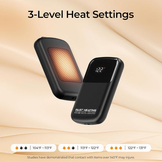 AI Hand Warmers Rechargeable, Real-Time Temp & Battery Display, Electric Hand Warmers, Fast Heating, Fits in Gloves/Pocket, Gifts for Women & Men