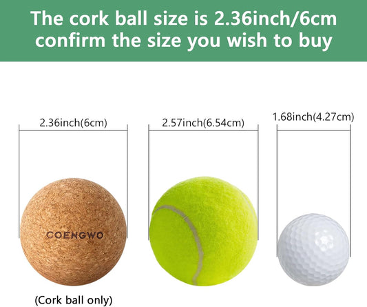 COENGWO Cork Ball Lacrosse Ball, Deep Tissue Muscle Tension Therapy Ball for Trigger Point Therapy, Muscle Soreness, Yoga Therapy, 2.4 Inch