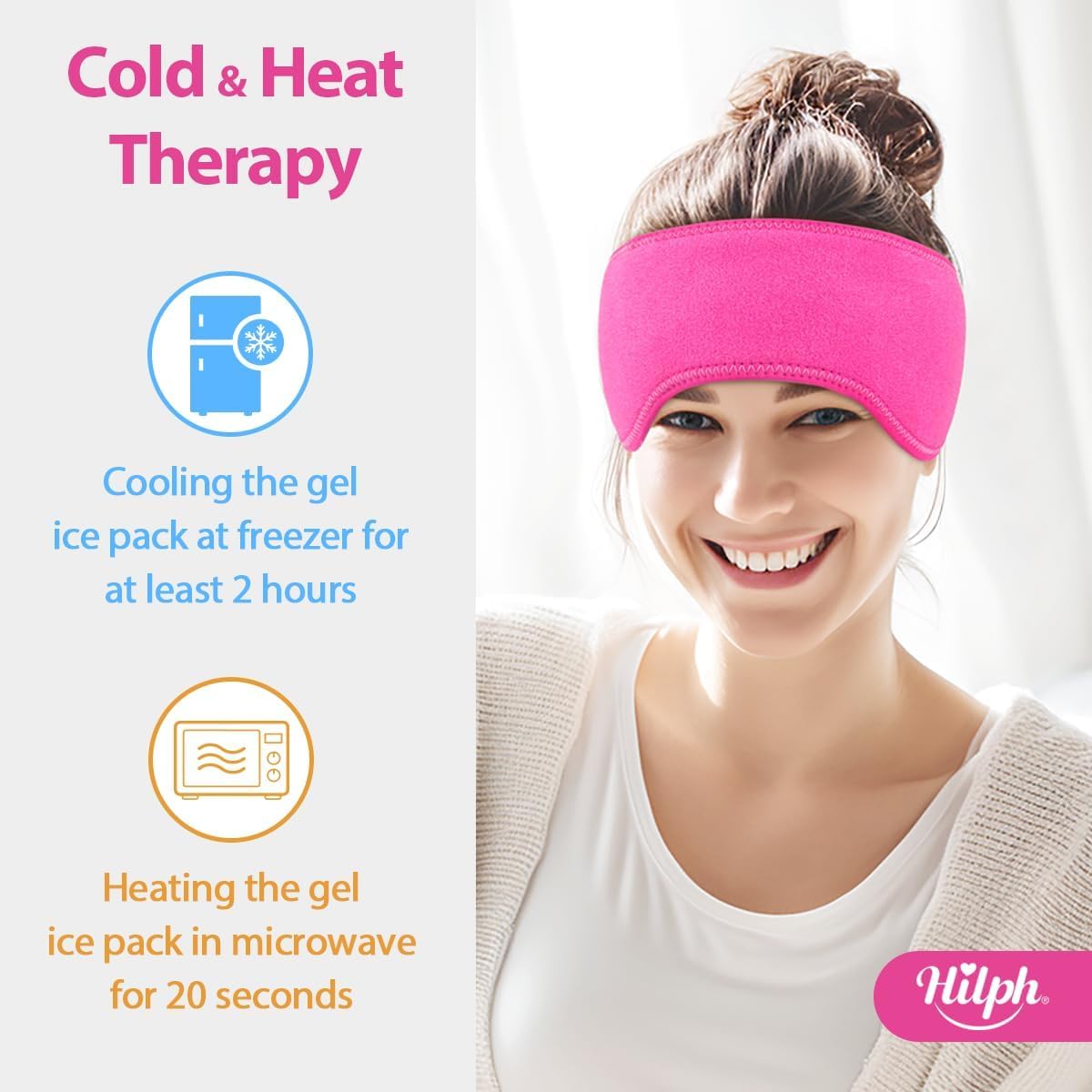 Hilph Headache Ice Pack Wrap, Adjustable Migraine Ice Head Wrap