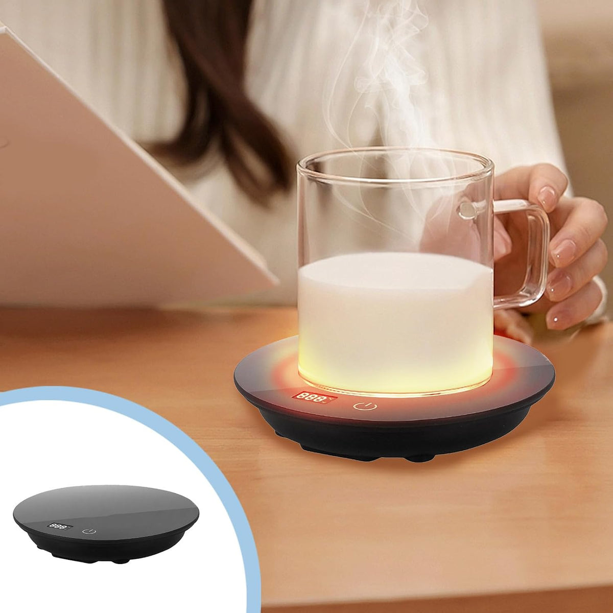 Coffee Warmer for Desk Auto Shut Off, Smart Coffee Mug Warmer with 3 Speed Heat, Electric Coffee Cup Warmer for Desk, USB Mug Warmer for Desk, Coffee Warmer Plate for All Cups Coffee Tea Milk Beverage