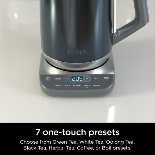 Ninja KT200BL Precision Temperature Electric Kettle, 7-Cup, Blue Stainless | 1500 watts, BPA Free, Hold Temp Setting