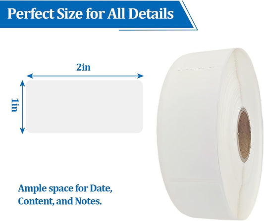 1000 Pack Blank Removable Freezer Labels Food Labels for Containers, Pantry Organization Waterproof, Write-On Freezer Labels for Kitchen, Restaurant & Grocery (1 * 2 Inch)