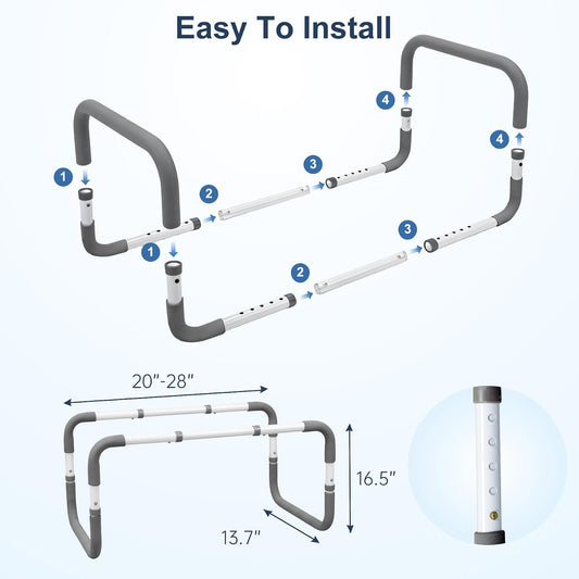 HEPO Blanket Lifter,Adjustable Height Blanket Lift Bar with 2 Metal Clips | Double Anti-Slip Design, Adjustable 20"-28", Push-Button, Metal Construction, Non-Slip, Tool-Free, 2 Clips, Fits Bed/Floor
