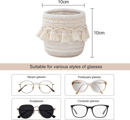 Glasses Holder for Nightstand Bedside Eyeglasses Stand Case with Cleaning Cloth Eye Glass Storage Organizer for Desk