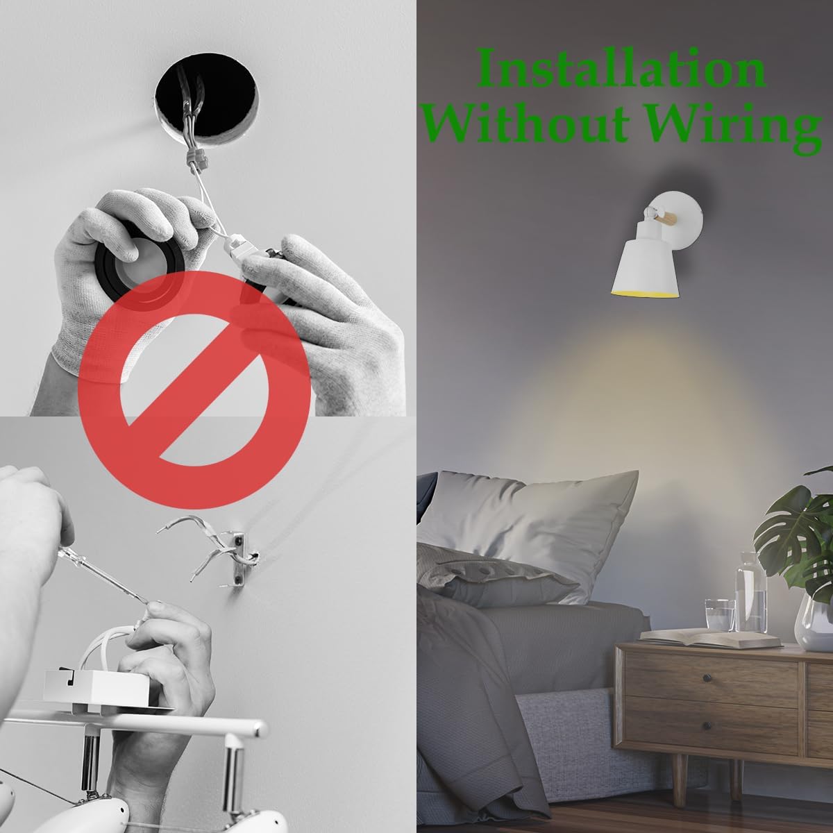 Black Battery Operated Wall Sconce Set of Two, Easy to Install Wireless Lights for Wall, Remote Control Dimmable LED Lights, Auto Timer Wall Lamp Fixtures for Bedroom, Gallery, Living Room, RV