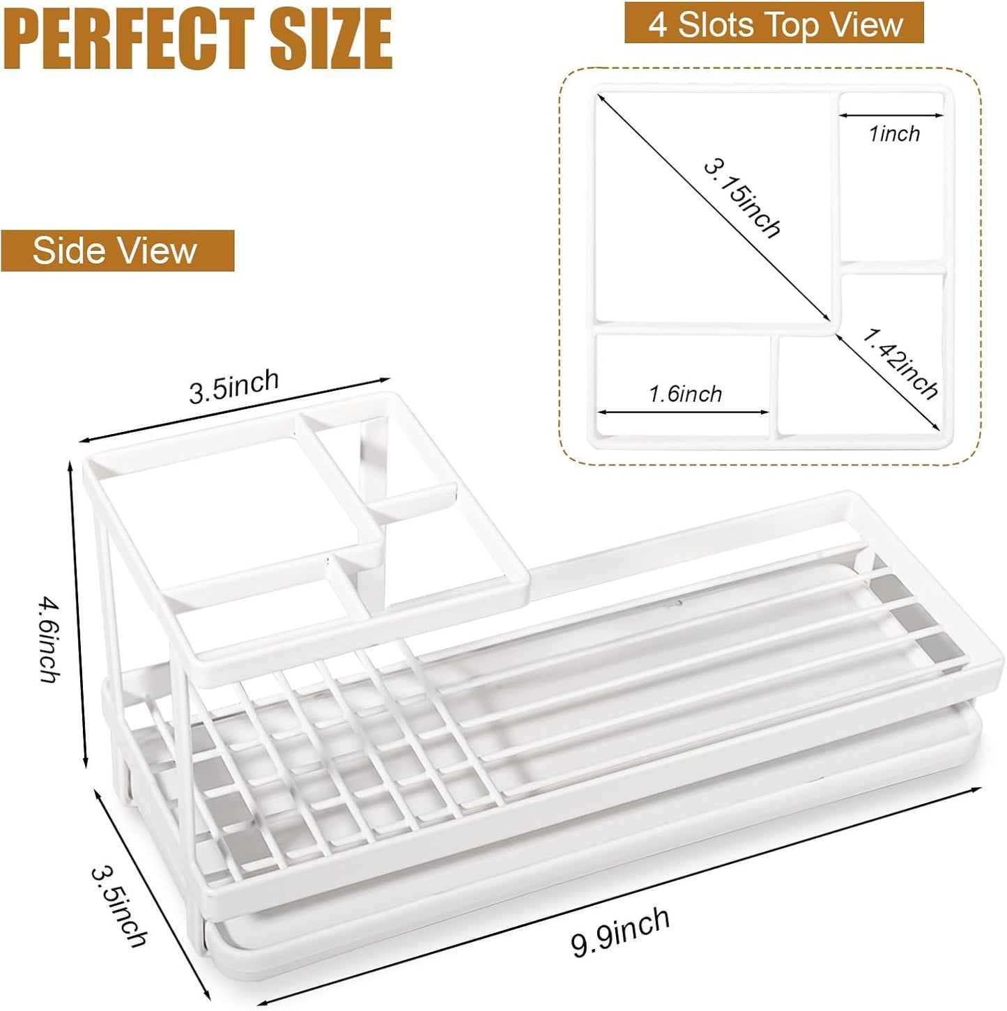 Toothbrush Holders Toothpaste Organizer Bathroom Accessories, Matte Black | Carbon Steel, 4 Slots, Removable Drip Tray, Easy to Clean, Electric Toothbrush Storage, for Countertop, Shower, Sink
