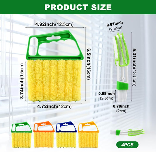 Blind Cleaner Duster Tool Set,4Pcs 7-Finger Microfiber Blind Duster | With 4Pcs 3-Finger Brushes Air Vent Cleaner,Cleaning Tools for Window Shutters & Air Vent,Detachable and Washable 