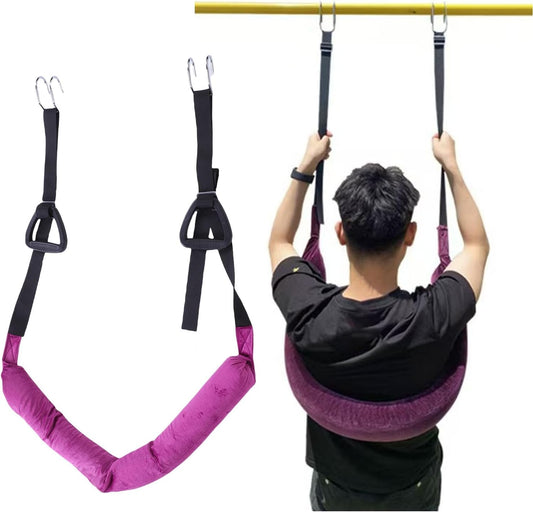 Mingzhe Hanging Back Traction Stretcher Back Stretch Strap Traction Strap Adjustable Waist Stretcher Double Hook Stainless Steel Hook Soft Hanging System for Home Gym Flexibility