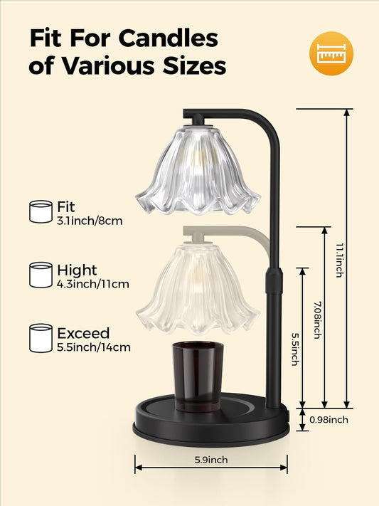 Flower Candle Warmer Lamp with Timer - Adjustable Height for Jar Candles