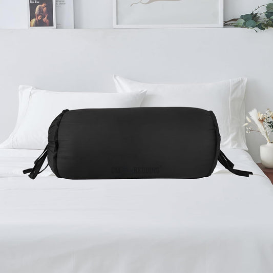 SAHARBEDDINGS 2 Pieces Cervical Neck Roll Pillow Cover with Cotton Bolster Pillowcases for Cylindrical Cushion and Drawstring Closure Round Neck Pillowcase (Plum, Roll Pillow 18x3 Pack of 2)