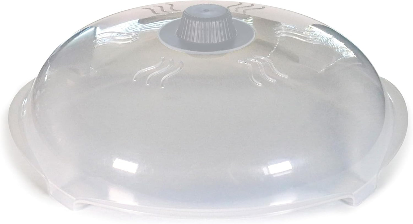 HOVER COVER Magnetic Microwave Splatter Cover for Food, 12-Inch - Black | Highest Power Magnetic Grip, BPA-Free Food Lid, Upgraded Handle, Vented Plate Guard, Dishwasher Safe, Space-Saving Storage
