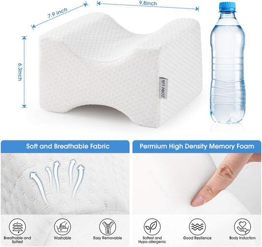 ZOAN Knee Pillow for Side Sleepers, Memory Foam Knee Pillow, Leg Pillows for Side Sleeping for Hip, Back and Sciatica Pain Relief